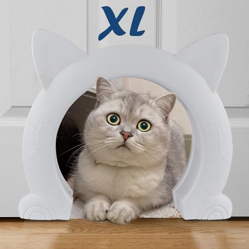 Wordcam X-Large Cat Door Interior Door for Pets 14-30lbs, No Flap, White | Easy Install, No Lock, For Kitty, Kittens and Small Dogs Pass, Hide Litter Box, Fit Indoor 0.8"-1.78"Hollow&Solid Wood Doors