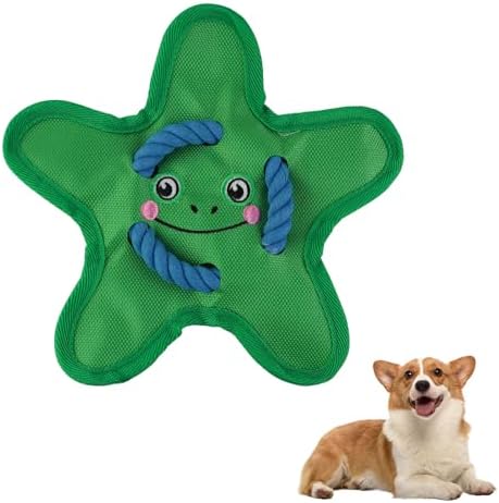 Andiker Squeaky Dog Toys, Cute Star Shape Dog Chew Toys with Squeaker Crinkle Paper Strong Ropes Bright Color Interactive Dog Toys for Puppy Small Medium Dogs Chewing Grinding Teeth (Green)
