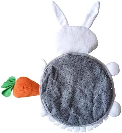 Vedem Small Animal Snuffle Mat Fleece Foraging Mats Interactive Feeding Toy Rabbit Guinea Pig Rat Hamster Anti Slip Treat Dispenser (Bunny)
