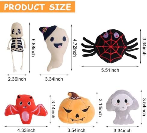 FOIMAS Halloween Catnip Toys,Pumpkin Ghost Catnip Toy Chew Bite Toy for Cat Interactive, Pack of 6