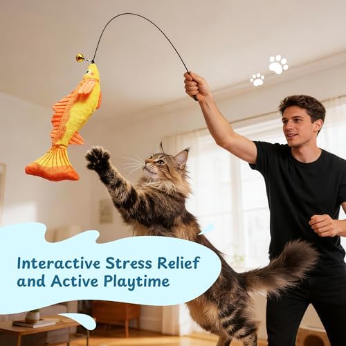 Catnip Toys, [12000mg] Extra Large Toys for Indoor Cats with Removable Bell, 100% Natural North American Catnip Floppy Fish Cat, Crinkle Sound & Soft Cotton-Free Surface