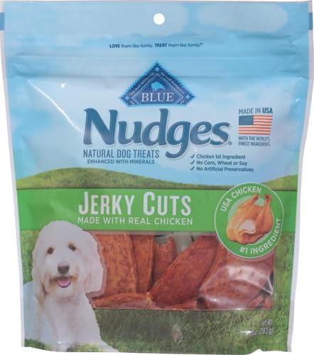 Blue Buffalo Nudges Jerky Cuts Dog Treats, Made in the USA with Natural Ingredients, Chicken, 10-oz Bag, (Pack of 6)