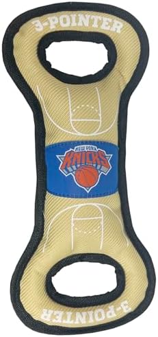 Pets First NBA New York Knicks Field Toy. - Tough Nylon Pet Toy with Double Trim Stitching & Inner Squeaker, One Size