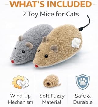 ZYLOSTORE CAT Toy, Mouse for Cats, Interactive Toy, for Indoor Cats,Pack of 2 MICE,Automatic CAT Toy,
