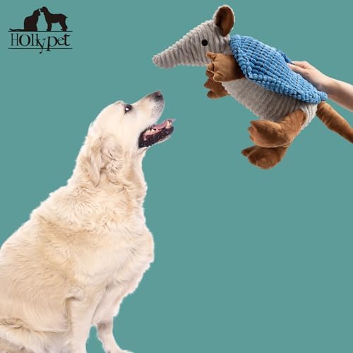 Hollypet Armadillo Squeaky Dog Toys for Medium Large Dogs, 10"