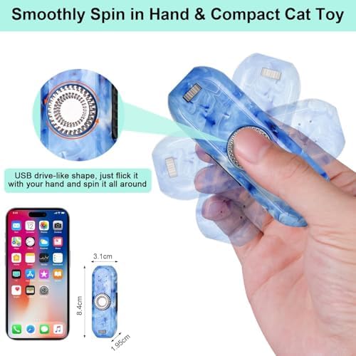 TBTeek Cat Toy, Finger Rotatable, 3 Modes, 5 Fun Patterns | Rechargeable, Portable Dog Cat Toy for Indoor Cats Chasing Exercise