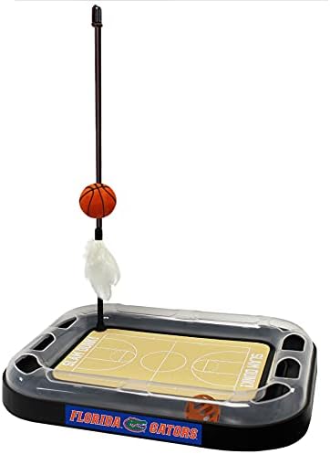 Cats Scratcher NCAA Florida Gators Basketball Court CAT Scratcher Toy with Catnip Filled Plush Basketball Toy & Feather Cat Toy Hanging, with Jingle Bell Interactive Ball Cat Chasing 5-in-1 Kitty Toy