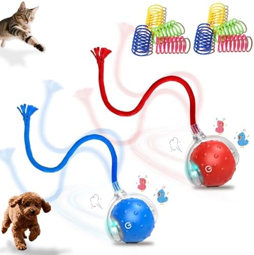 2Pcs Interactive Cat Toys with Bird Sounds for Indoor Cats ＆Small Dog Play