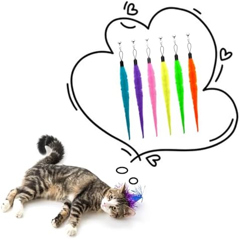 Cat Worms Refills for Wand, 12 PCS Cat Wand Attachments Worms Toy Interactive Kitten Worm Replacements Feather Worm Teaser Refills