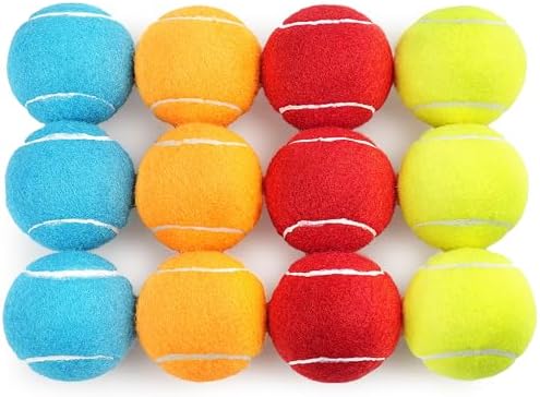 PrimePets Tennis Balls for Dogs, 12 Pack 2.5” Durable Squeaky Dog Balls with High Bounce for Outdoor Play, Interactive Fetch & Training Dog Toys for Small and Medium Breeds