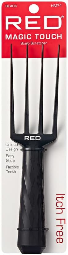 Red by Kiss Magic Touch Scalp Scratcher, Black, Flexible Teeth Scalp Massager for Braids, Locs, Weaves, Wigs & Protective Styles, Itch Relief, Shampoo Exfoliating Brush