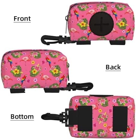 Flamingos Flower Parrot Palm Pink Summer Holiday Dog Poop Bag Dispenser with Used Waste Bag Holder Carrier fits Any Dog Leash