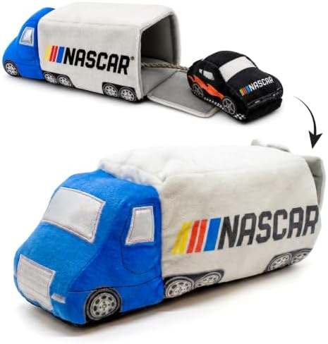 NASCAR, Hide & Seek Nesting Toys for Dogs, Semi Truck & Racecar Tug Toy