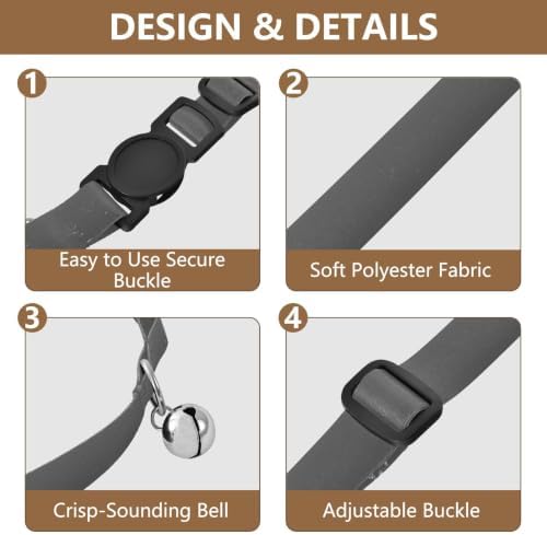 2 Pack Kitten Collar Black White Gradient Cat Collar Breakaway with Bell, Adjustable Length 10.6" to 17.1"