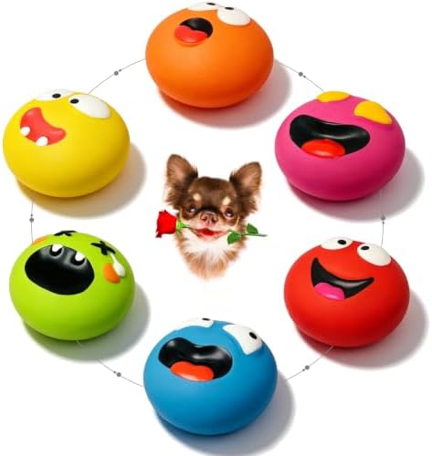 HOLYSTEED Latex Squeaky Dog Toy for Small Dogs, Mini Breeds, 2.2" Flat Ball