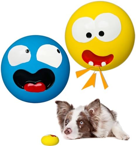 HOLYSTEED 3.3" Latex Squeaky Dog Toy for Large Dog, Medium Breed, Flat Ball