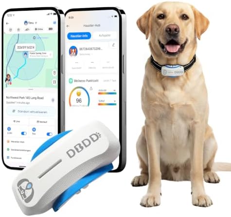 DBDD GPS Dog Tracker with Subscription,Virtual Fence&Health Monitor,IP67,WH