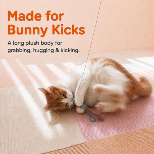 Interactive Cat Wand Toy with Plush Fish Teaser, Ultra-Thin Elastic Cord, Retractable Stainless Steel Wand for Indoor Cats