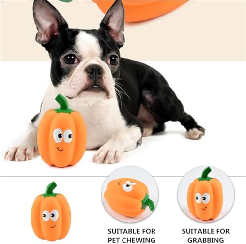 balacoo Squeaky Dog Toys - Halloween Latex Pumpkin Dog Chew Toys, Puppy Chew Ball for Pet Interactive Play, Grinding Teeth