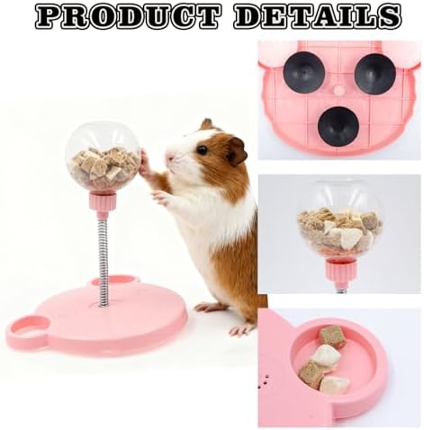 Small Animal Treat Dispenser, Guinea Pig Enrichment Toys with Spring and Base, Foraging Feeding Toys for Rabbit, Guinea Pig, Chinchilla, Rat and Other Small Animals