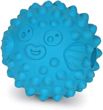 Brightkins Tough & Tumble Treat Dispenser Large Pufferfish - Interactive Dog Toys, Dog Treat Dispenser Toy, Puppy Training Toys, Durable Puzzle Balls for Dogs, Enrichment Slow Feeder Ball
