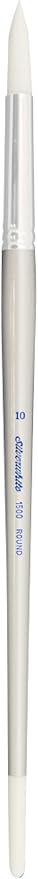 Silver Brush Limited 1500-10 Silverwhite Round Paintbrush for Watercolor, Gouache, Inks, Dyes, Fluid, & Flow Acrylic, Size 10, Long Handle