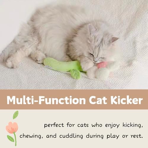 CECE PAW Catnip Refillable Interactive Cat Toy with Crinkle Sound, Flower Kicker Toy for Indoor Cats, Includes 6-Pack Catnip Pouches, Chew, Food Puzzle for Kitten Enrichment