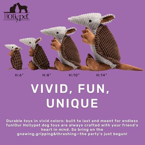 Hollypet Armadillo Squeaky Dog Toys for Medium Large Dogs, 14"