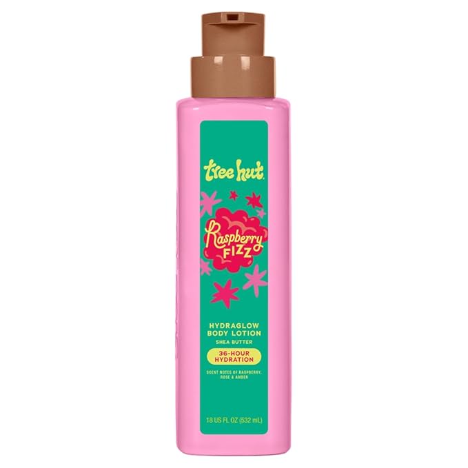 Tree Hut Hydraglow Body Lotion Raspberry Fizz, Mothers Day Gifts, Hydrating & Nourishing Daily Moisturizer for Smooth, Radiant Skin, Lightweight Fast-Absorbing Formula, 18 fl oz