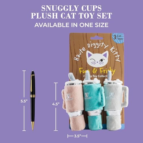 Haute Diggity Kitty Snuggly Cups Set, Soft Plush Cat Toys