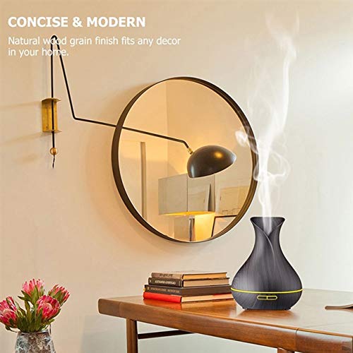 Essential Oil Diffuser Tulip Dark Wood Diffuser LED Advanced Cool Mist Humidifier 14 Color LED Night Light - Our Best Wood Grain - Birthday Gifts & Housewarming Gifts