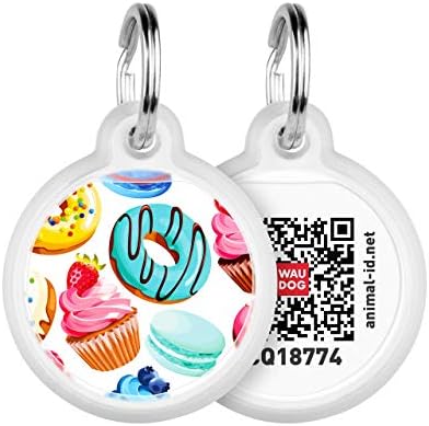 Pet ID Tag for Dog Cat with QR Passport Global Search System of Lost Pets - Digital ID Dog Tag - Donuts