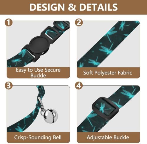 Blue Green Dragonflies Pet Collar 2 Pack for Puppy Adjustable Length 10.6" to 17.1"