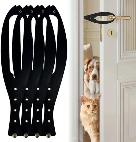 TGIOW Cat Door Latch, Cat Door Stopper Keep Open 2.5-6", 4 Pcs, Black | Keep Dogs Out of Litter Box and Food, Door Prop for Cats with 5 Adjustable Sizes, Door Plate Included, Pet Gate Alternative