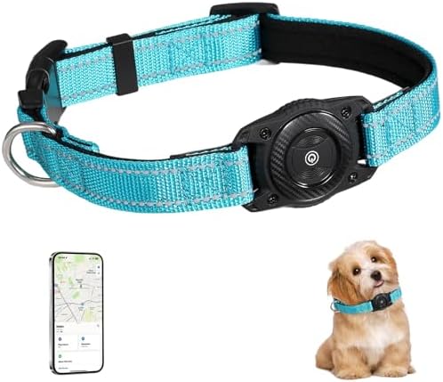 Tracking Collar for Dogs Waterproof Adjustable Air Tag Dog Collar Holder, Comfortable Dog Collars for Small Medium Large Dogs (SkyBlue, S)