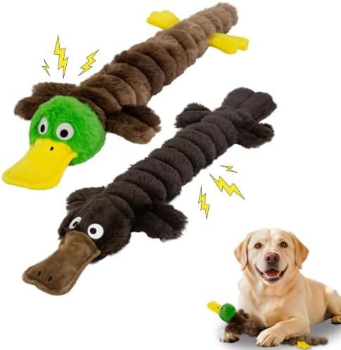 2 Pack No Stuffing Platypus Mallard Duck Dog Toys