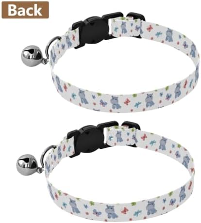 Cute Cartoon Hippos Lightweight Pet Collar for Cats and Dogs, 2 Pack Dog Collar with Bell