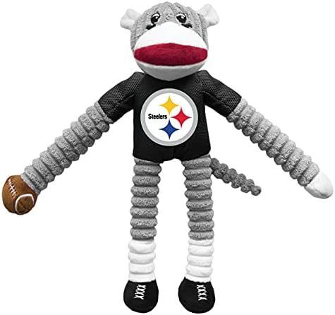 Littlearth NFL Pittsburgh Steelers Sock Monkey Pet Toy, Team Color, One Size