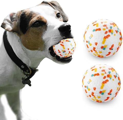 Dog Balls, Indestructible Dog Toy Ball for Aggressive Chewers, Durable High Elasticity Interactive Ball for Training Dog Catch and Fetch, Large Medium Small Dog and Puppies(2.5in, 2pcs)