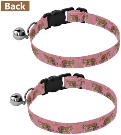 Cute Tigers Kitten Collar 2 Pack Lightweight Small Dog Collar Adjustable Length 10.6" to 17.1"