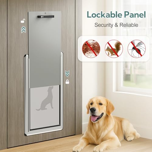 Full Seal-Flaps Extra Large Dog Door for Doors, Aluminum Frame | Full Seal-Flaps, for Interior and Exterior Doors, Energy-Efficient Insulated Doggy Door, Extreme Weather, Sliding Lock Panel