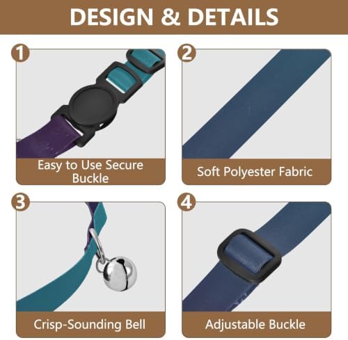 Blue Gradient Small Dog Collar 2 Pack Collar for Cats Adjustable Length 10.6" to 17.1"