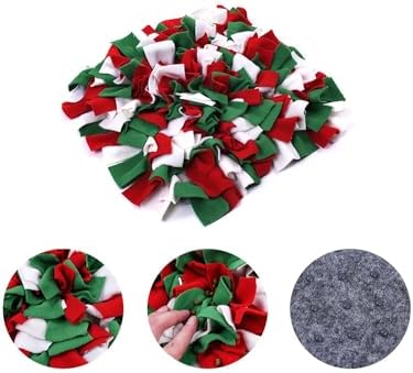 Vedem Small Animal Snuffle Mat Fleece Foraging Mats Interactive Feeding Toy Rabbit Guinea Pig Rat Hamster Anti Slip Treat Dispenser (Green/Red/White)