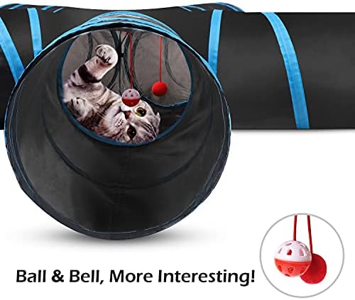 Pawaboo Cat Tunnel Tube 5 Way Tunnels, Blue, 25x53cm