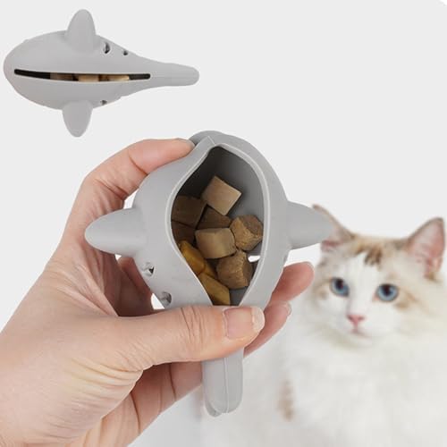 2Pcs Fish-Shaped Cat Treat Dispenser Toy, Cat Puzzle Feeder, Silicone Chew Food Feeder, Interactive Cats Treat Toy, Cats Slow Feeders, for Foraging Play Weight Management Hunting Simulation