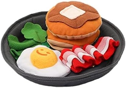 Pawfectpals Interactive, Squeaky, Funny, Unique, Assortment Dog Plushy Toy for Dogs (Breakfast Platter)
