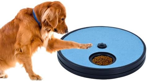 Rislobx Dog Nail Scratch Board, 3 in 1 Rotatable Round Dog Scratch Board with Food Storage Compartment Box Nail Grinder Claw Care, Stress-Free Pad (Blue)