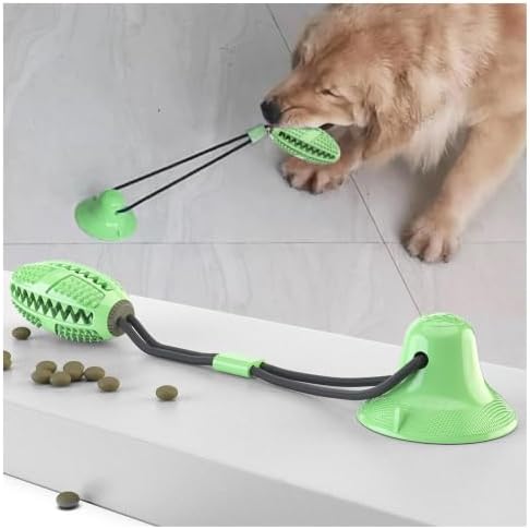 Pet Life ® 'Grip N' Play' Glass or Surface Suction Gripping Rope and Treat Dispensing Dental Football Interactive Dog Toy
