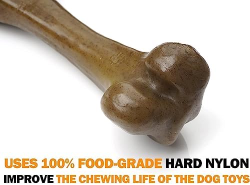 Aggressive Dog Chew Toys - Nylon Bones, Indestructible, Durable Teething Toys for Medium Large Dogs, Extreme Chew Toys, Beef Flavor (2pcs)