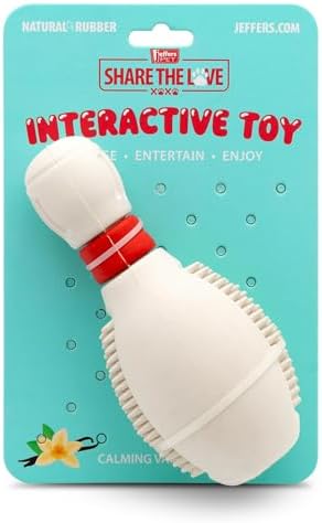 Jeffers Pet Natural Rubber Dog Chew Toy – Dental Bowling Pin, Medium – Treat Dispensing, Vanilla Scent, Durable, Non-Toxic, Dishwasher Safe, Interactive Fetch & Tug Toy - Perfect for Training